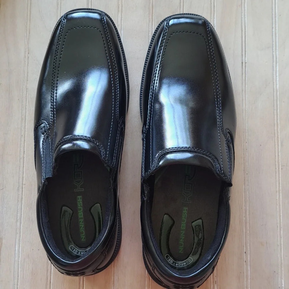 Nunn Bush Kore Bleeker Street Bike Toe Slip On Black Leather Comfort Dress Shoes main image 6